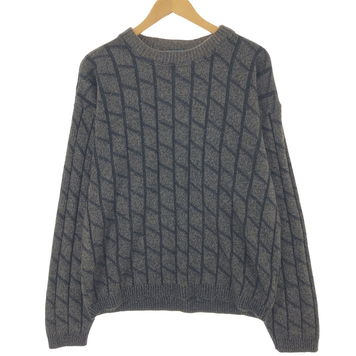 GRENADIER All-Over Print Acrylic Knit Sweater, Made in Canada, Men's Size L acrylic brown type Vintage Second Hand