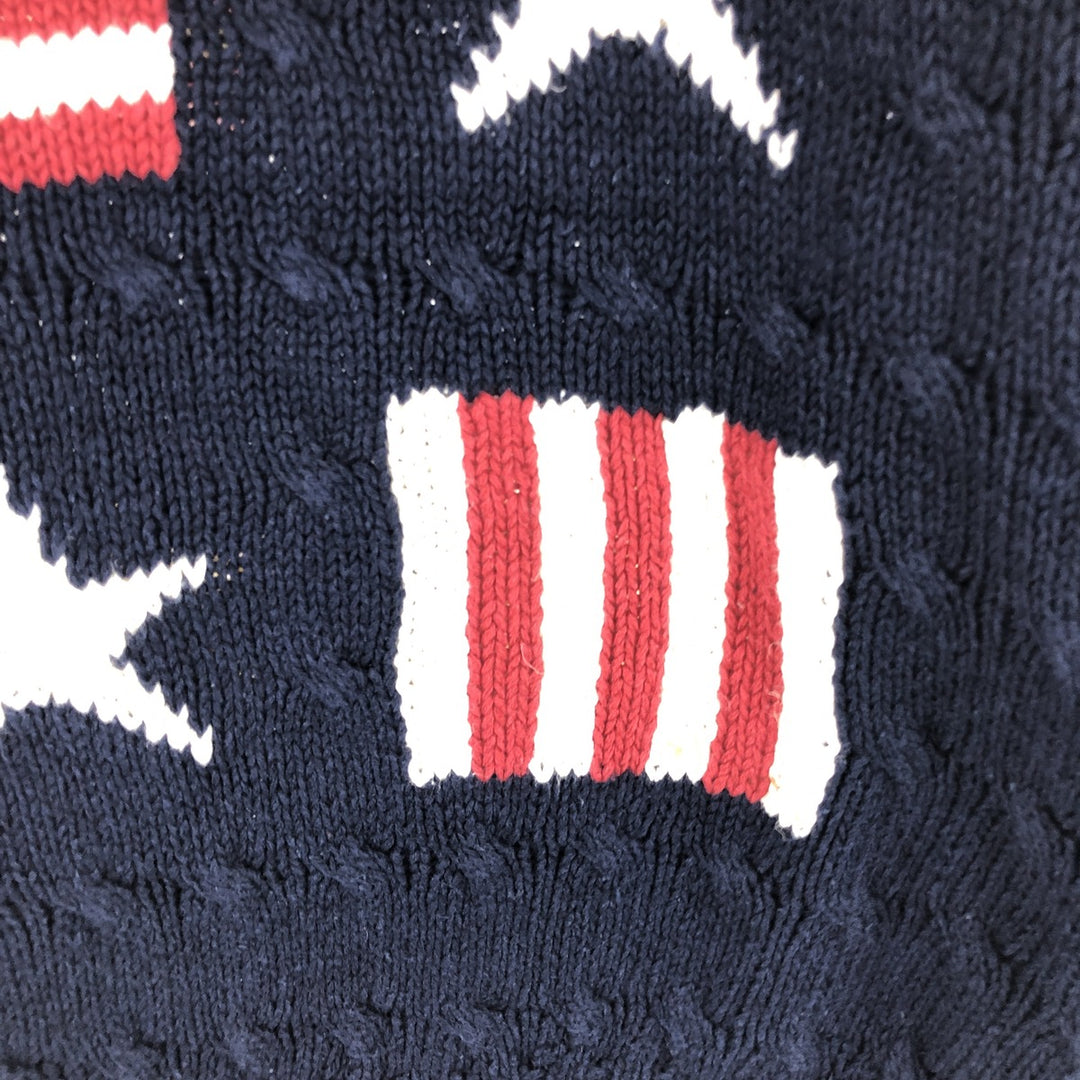 CLASSIC STYLE All-Over Star Pattern Linen and Cotton Knit Sweater, Men's Size L linen navy blue type Vintage Second Hand