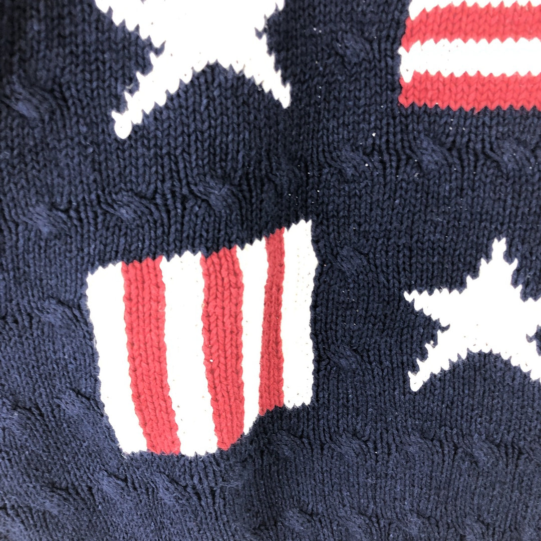 CLASSIC STYLE All-Over Star Pattern Linen and Cotton Knit Sweater, Men's Size L linen navy blue type Vintage Second Hand