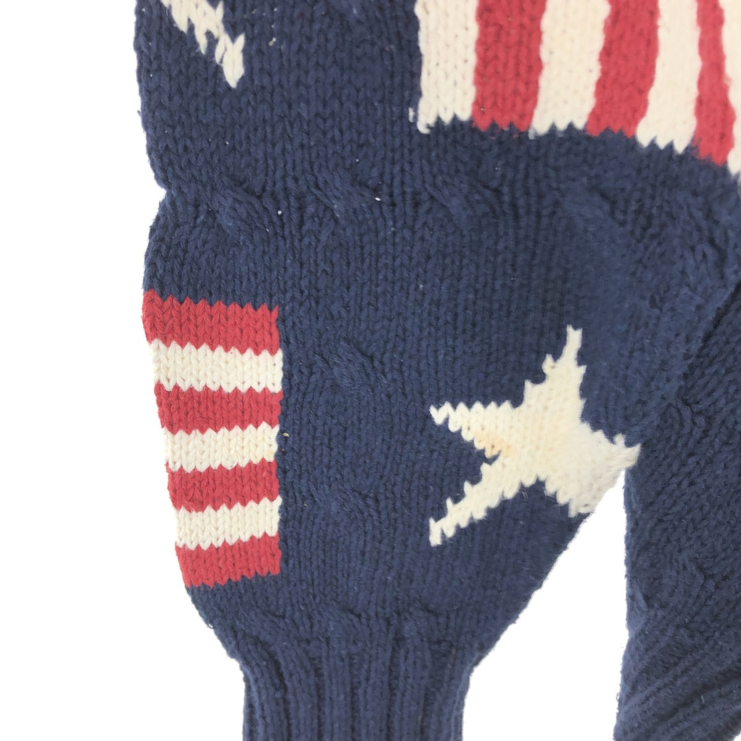 CLASSIC STYLE All-Over Star Pattern Linen and Cotton Knit Sweater, Men's Size L linen navy blue type Vintage Second Hand