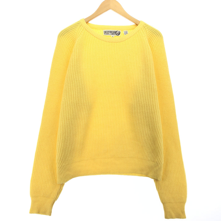 IRONWOOD TRADING COMPANY Ribbed Acrylic Knit Sweater, Men's Size XL acrylic yellow type Vintage Second Hand