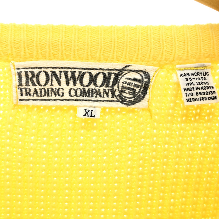 IRONWOOD TRADING COMPANY Ribbed Acrylic Knit Sweater, Men's Size XL acrylic yellow type Vintage Second Hand