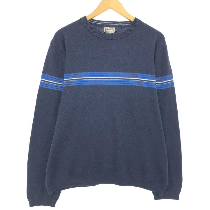 ARIZONA JAN COMPANY Cotton and Acrylic Knit Sweater, Men's Size L cotton navy blue type Vintage Second Hand
