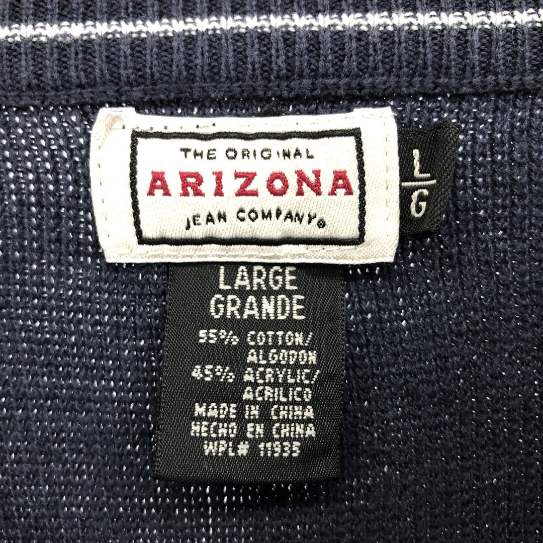 ARIZONA JAN COMPANY Cotton and Acrylic Knit Sweater, Men's Size L cotton navy blue type Vintage Second Hand