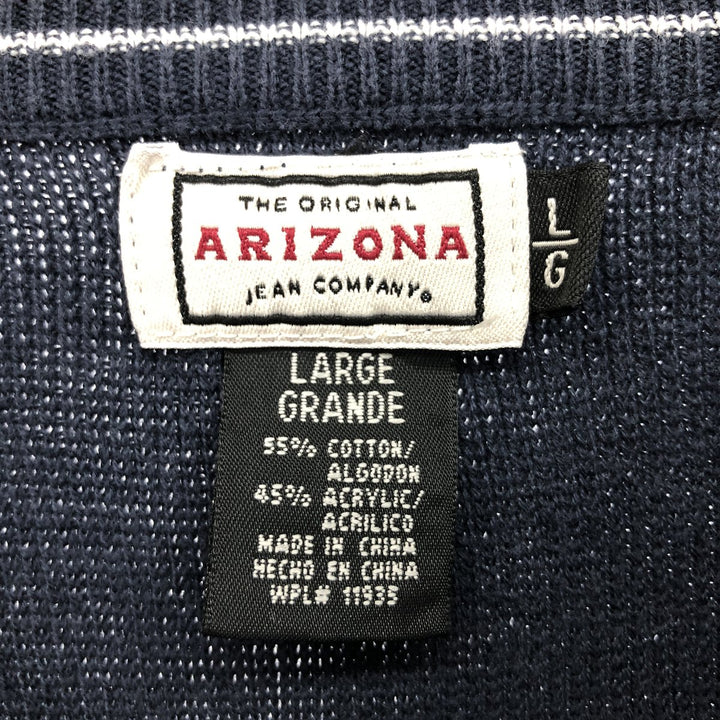 ARIZONA JAN COMPANY Cotton and Acrylic Knit Sweater, Men's Size L cotton navy blue type Vintage Second Hand