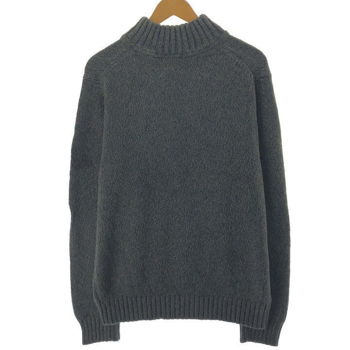 LLBean Cotton Knit Half-Button Sweater, Men's Size L cotton Khaki type Vintage Second Hand