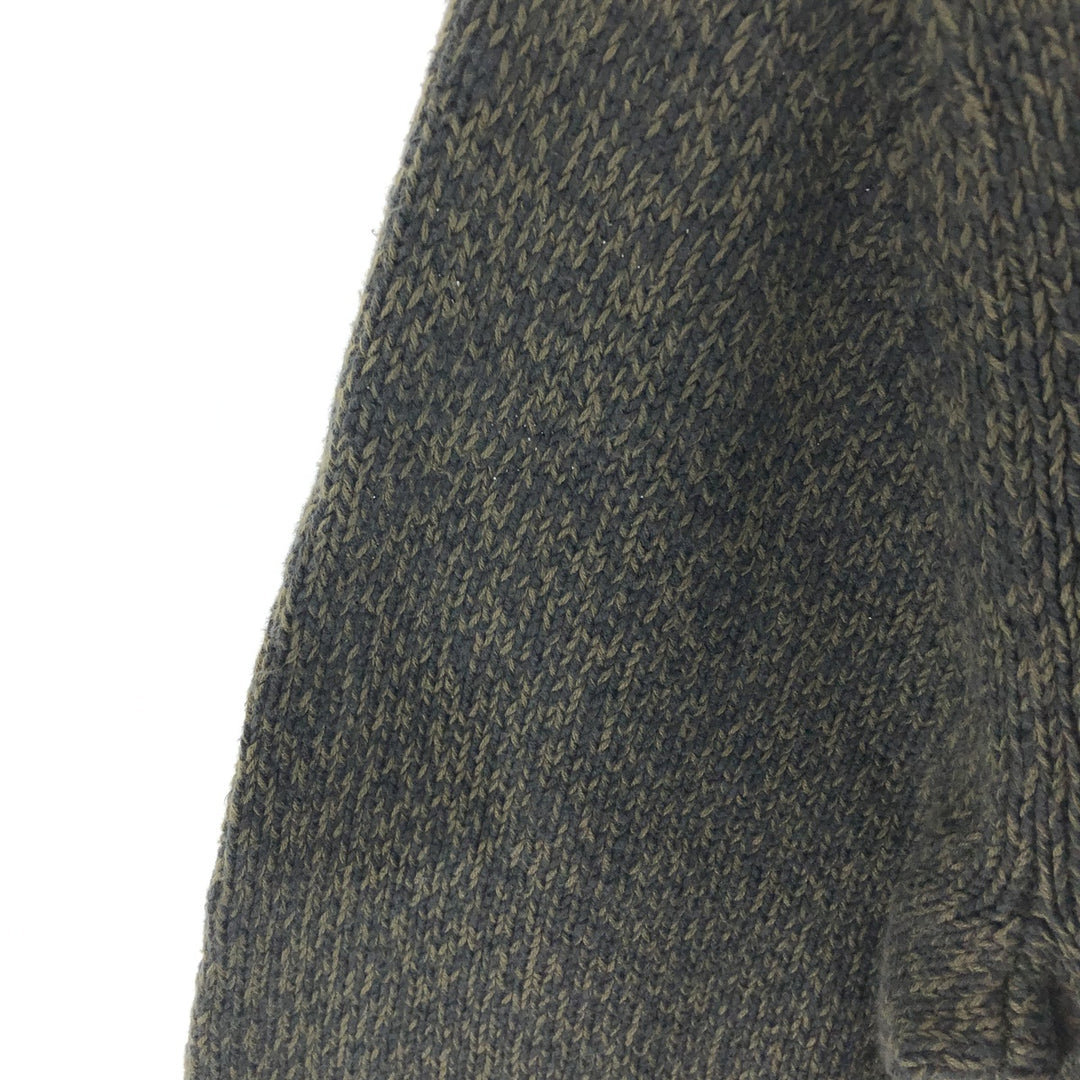 LLBean Cotton Knit Half-Button Sweater, Men's Size L cotton Khaki type Vintage Second Hand