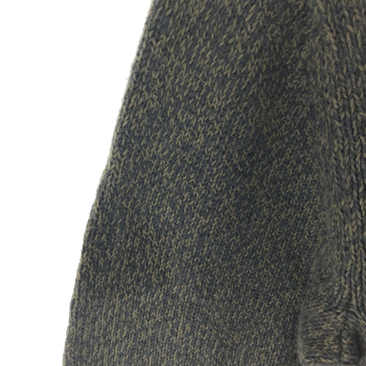 LLBean Cotton Knit Half-Button Sweater, Men's Size L cotton Khaki type Vintage Second Hand