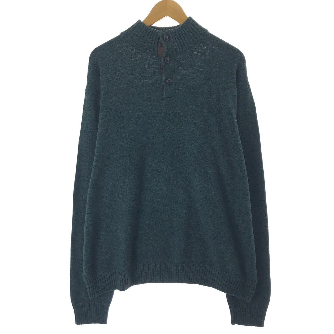CHAPS High Neck Cotton Knit Half Button Sweater, Men's Size XXL cotton green type Vintage Second Hand