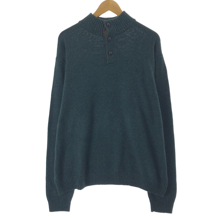CHAPS High Neck Cotton Knit Half Button Sweater, Men's Size XXL cotton green type Vintage Second Hand
