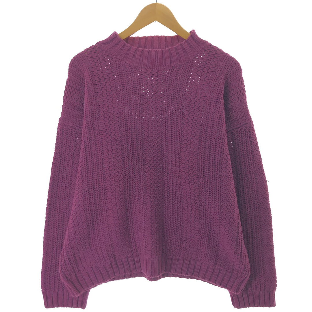 Vintage 90'S Eddie Bauer high-neck cotton knit sweater, size L, men's cotton purple type Vintage Second Hand