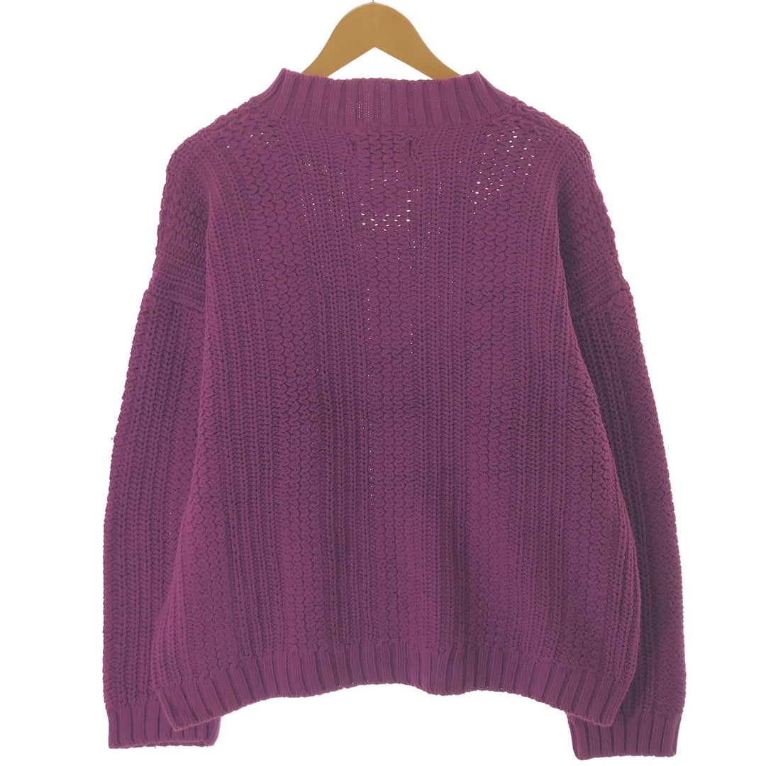 Vintage 90'S Eddie Bauer high-neck cotton knit sweater, size L, men's cotton purple type Vintage Second Hand