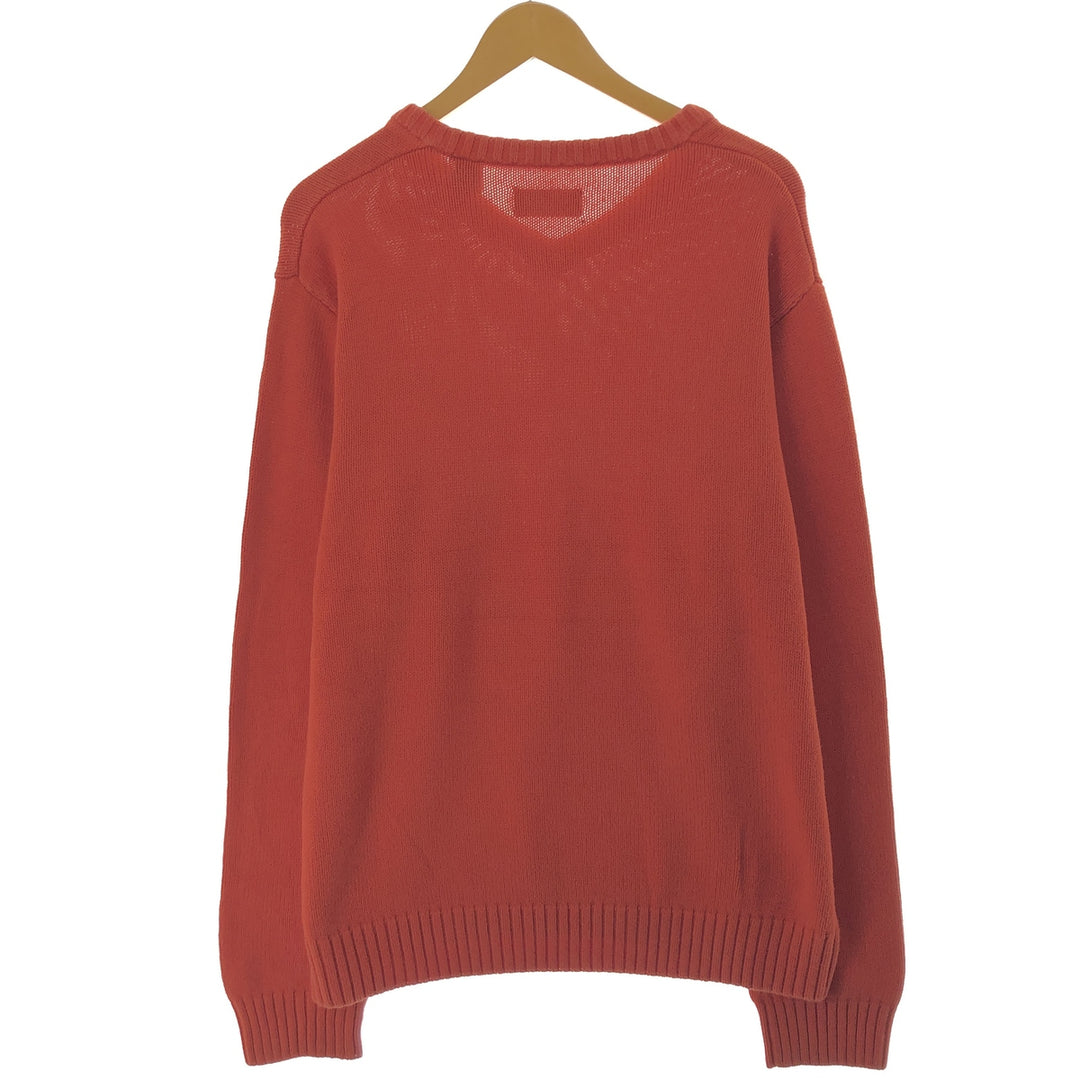 CHAPS V-neck cotton knit sweater, men's size XL cotton orange type Vintage Second Hand