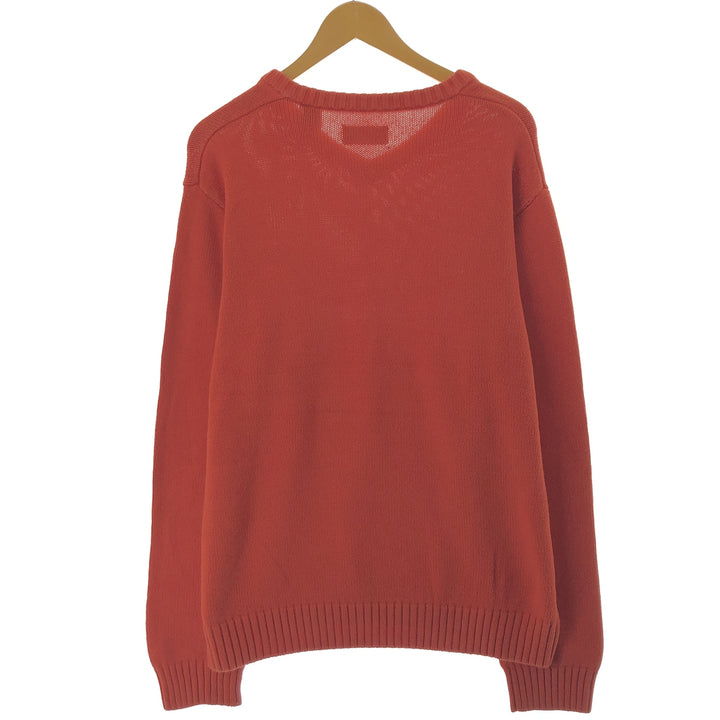 CHAPS V-neck cotton knit sweater, men's size XL cotton orange type Vintage Second Hand