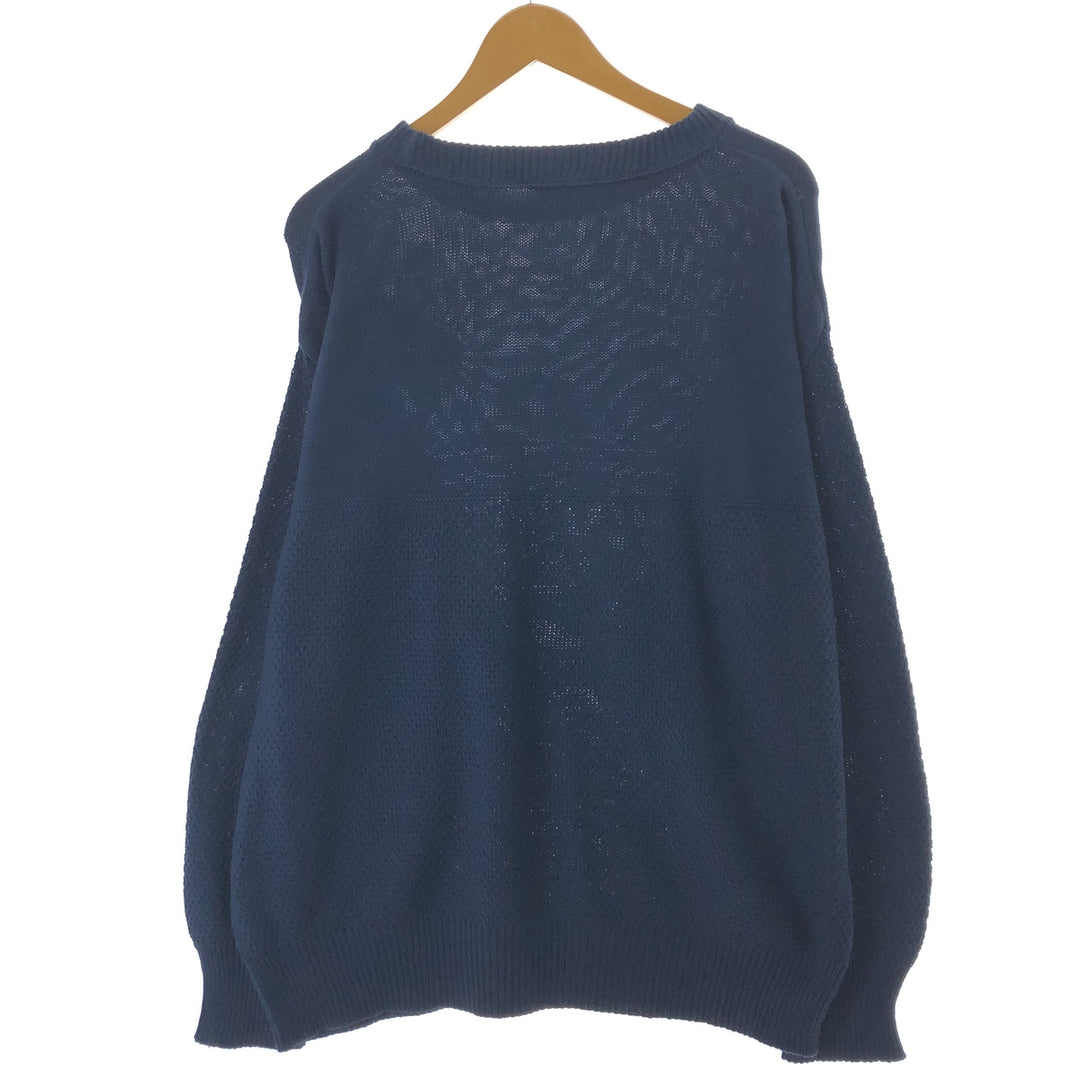 ANDREW ROHAN Cotton Knit Sweater, Made in USA, Men's Size L cotton navy blue type Vintage Second Hand