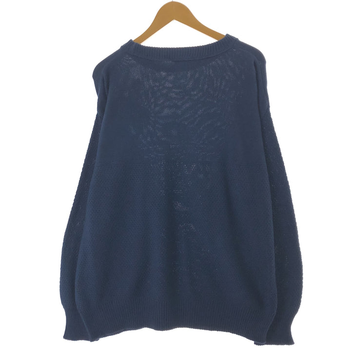 ANDREW ROHAN Cotton Knit Sweater, Made in USA, Men's Size L cotton navy blue type Vintage Second Hand