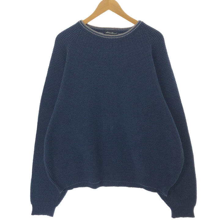 Eddie Bauer Cotton Knit Sweater Made in USA Men's XL cotton navy blue type Vintage Second Hand
