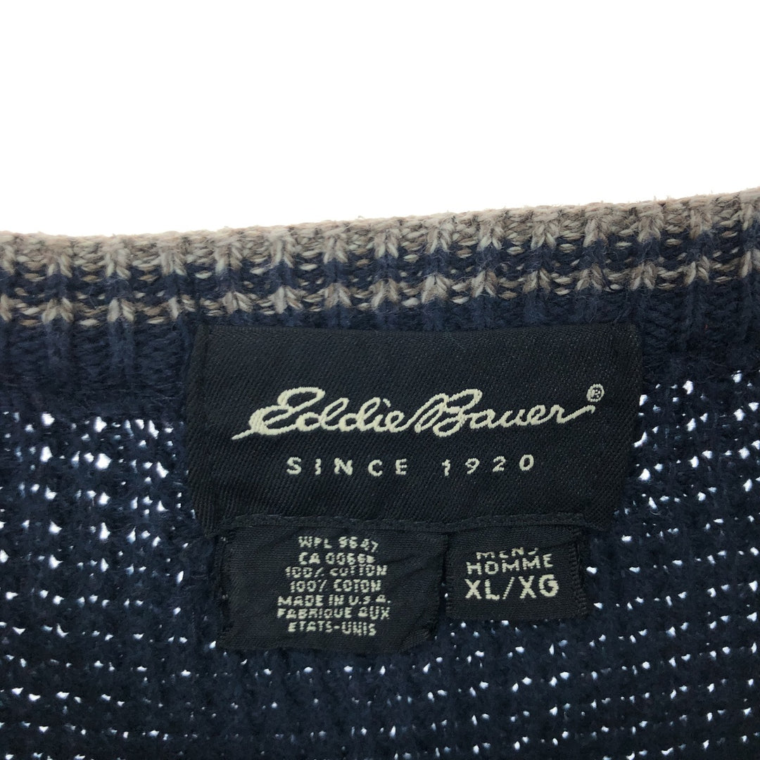 Eddie Bauer Cotton Knit Sweater Made in USA Men's XL cotton navy blue type Vintage Second Hand