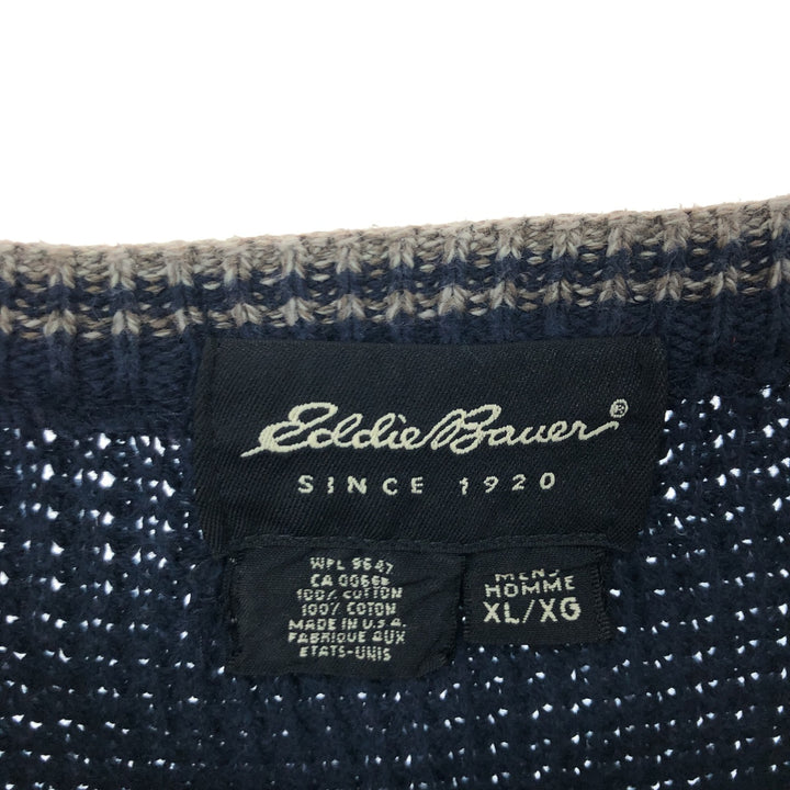 Eddie Bauer Cotton Knit Sweater Made in USA Men's XL cotton navy blue type Vintage Second Hand