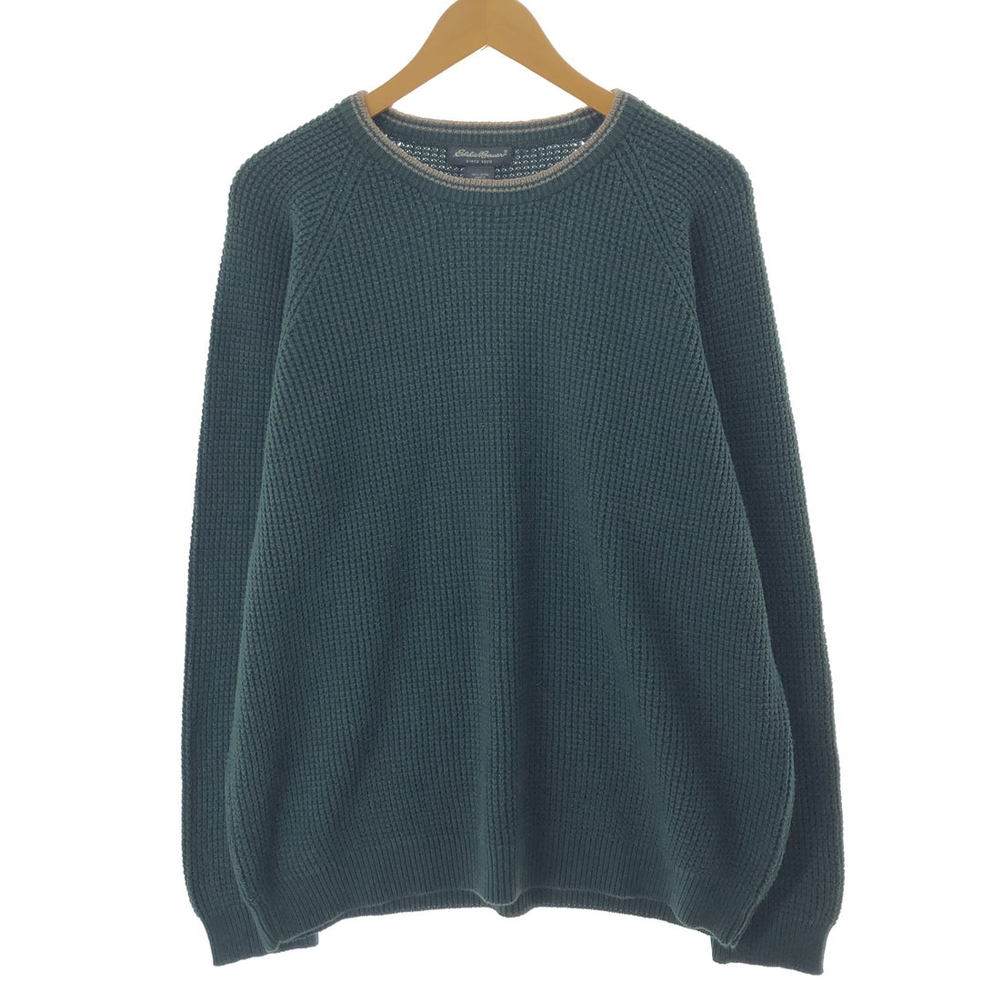 Eddie Bauer Cotton Knit Sweater, Made in England, Men's Size L cotton green type Vintage Second Hand