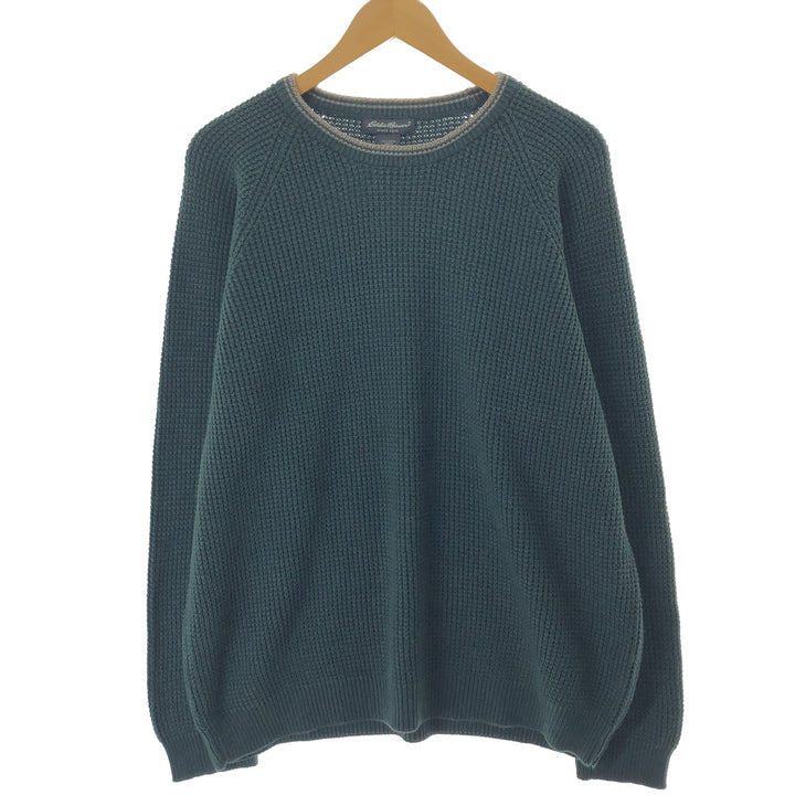Eddie Bauer Cotton Knit Sweater, Made in England, Men's Size L cotton green type Vintage Second Hand