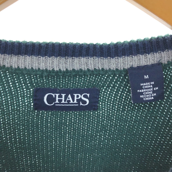 CHAPS Cotton Knit Sweater, Men's Size M cotton green type Vintage Second Hand