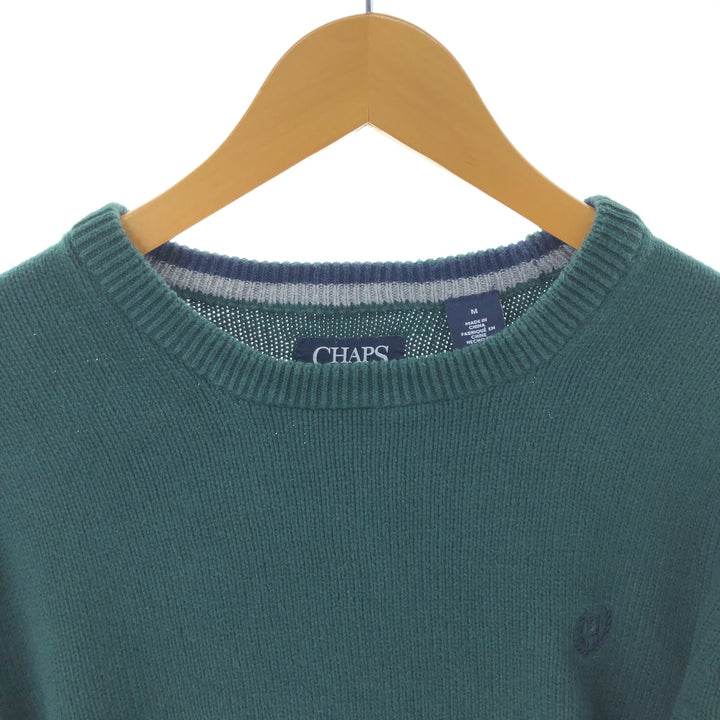 CHAPS Cotton Knit Sweater, Men's Size M cotton green type Vintage Second Hand