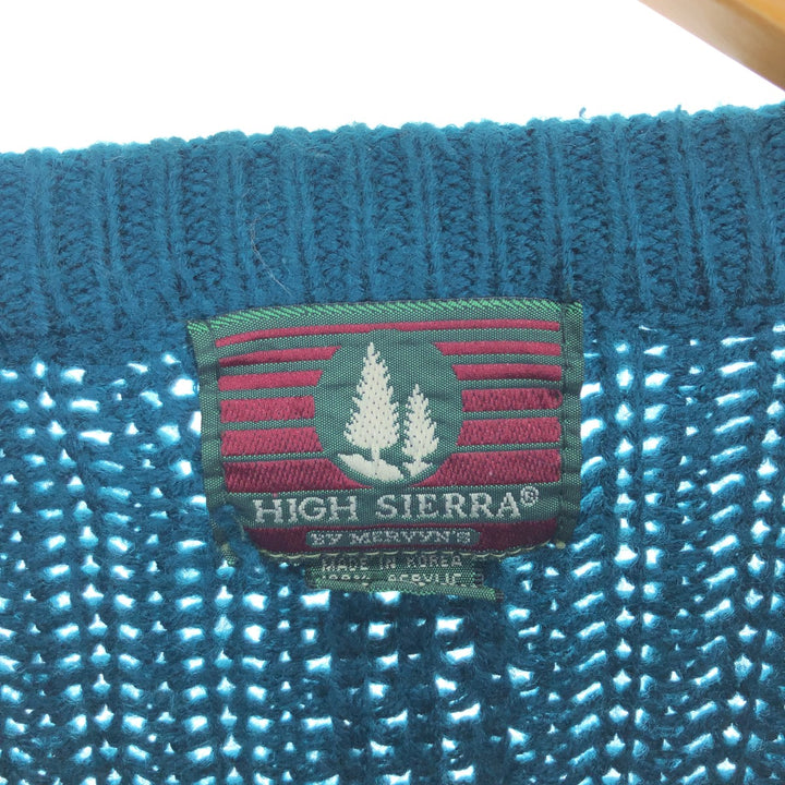 HIGH SIERRA Cable Knit Acrylic Knit Sweater, Men's Size Medium acrylic green type Vintage Second Hand