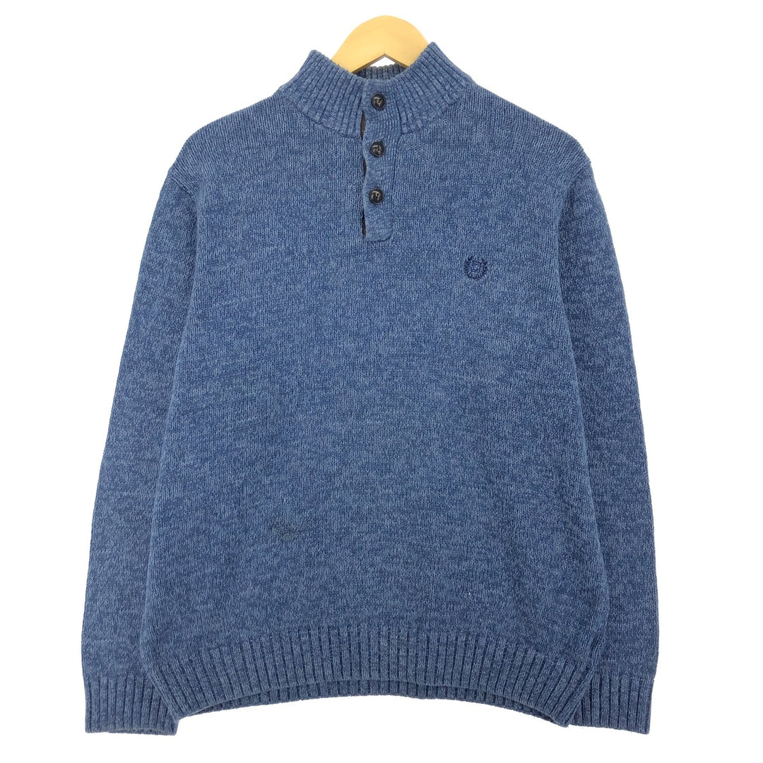 CHAPS Men's Vintage Cotton Knit Half-Button Sweater, Size L cotton blue type Vintage Second Hand