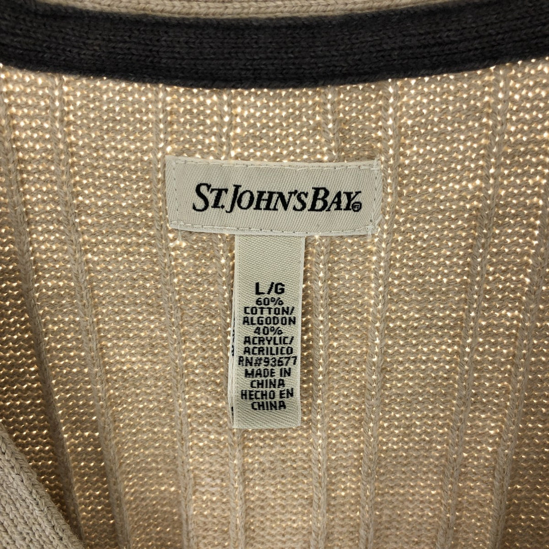 ST. JOHN'S BAY Cable knit front open cotton knit vest Men's L size /eaa463671