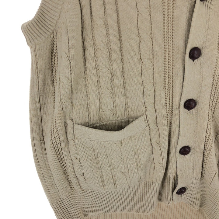 ST. JOHN'S BAY Cable knit front open cotton knit vest Men's L size /eaa463671