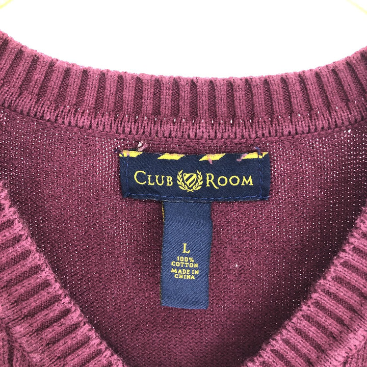 CLUB ROOM Cable Knit V-Neck Cotton Knit Vest Men's Size L /eaa463680