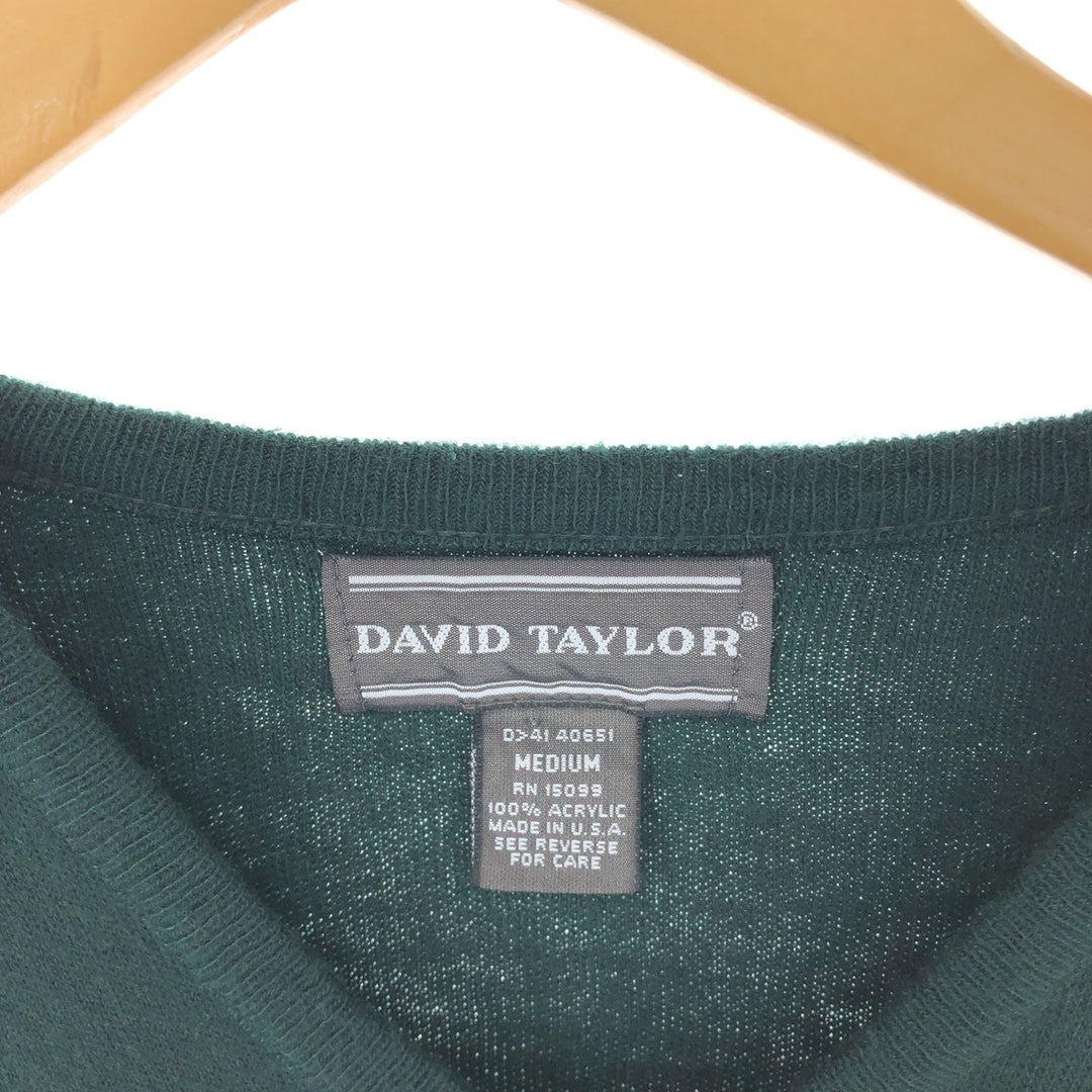 DAVID TAYLOR V-neck acrylic knit vest made in USA, men's size M /eaa463688