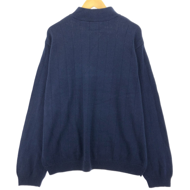 CHAPS Cotton Knit Half-Zip Sweater, Men's XL cotton navy blue type Vintage Second Hand