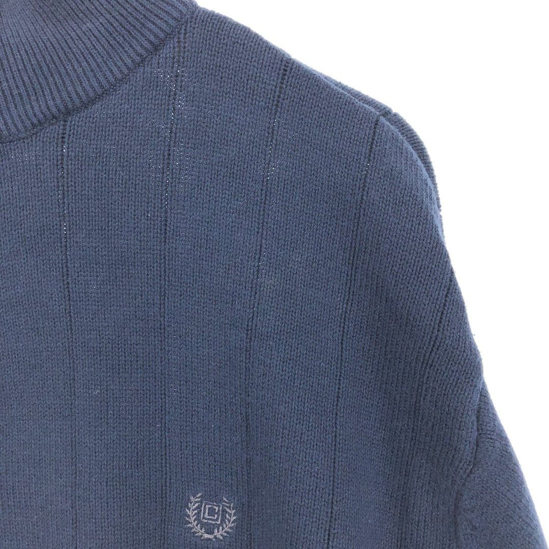 CHAPS Cotton Knit Half-Zip Sweater, Men's XL cotton navy blue type Vintage Second Hand