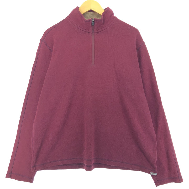 Eddie Bauer Cotton Knit Half Zip Sweater, Men's XL cotton burgundy type Vintage Second Hand
