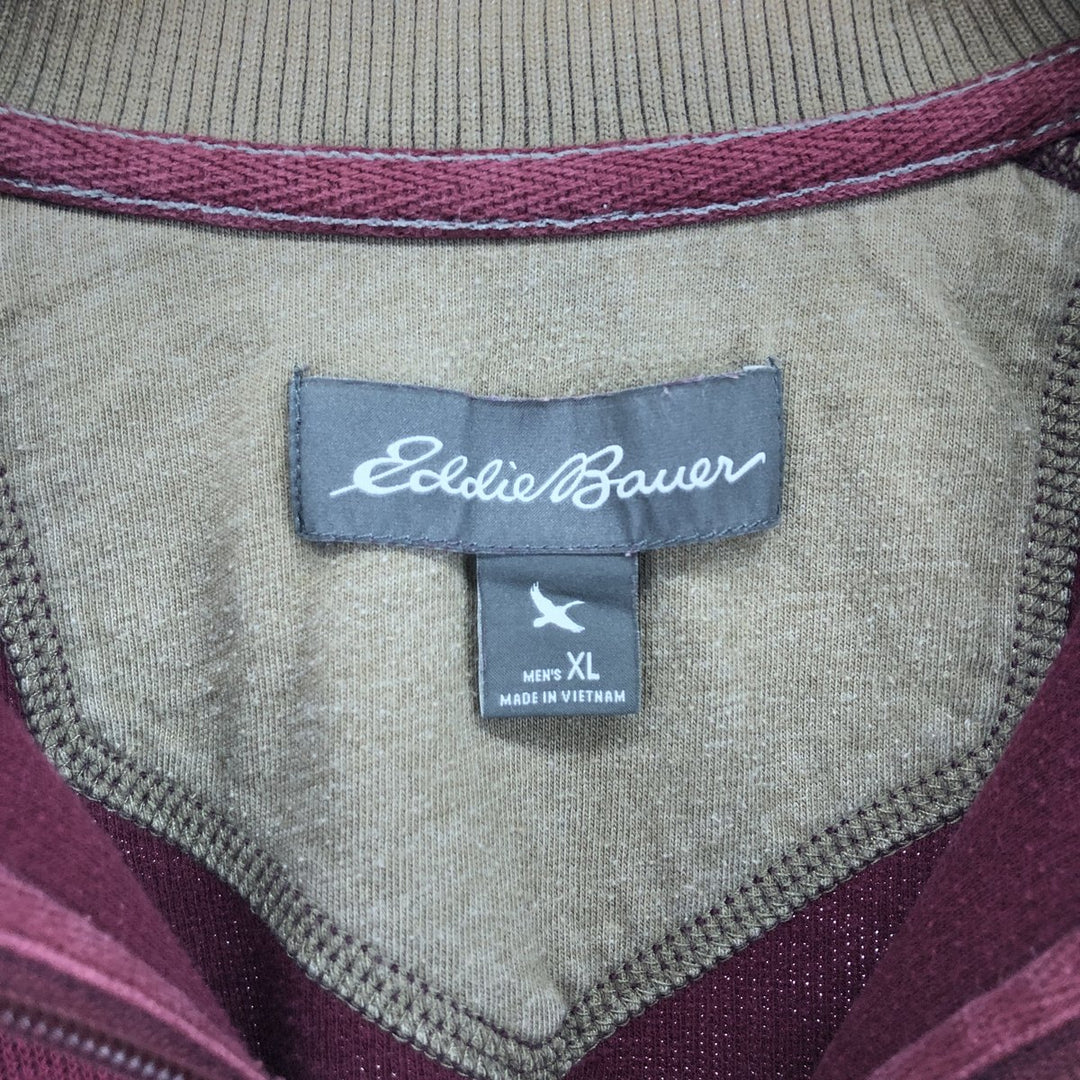 Eddie Bauer Cotton Knit Half Zip Sweater, Men's XL cotton burgundy type Vintage Second Hand