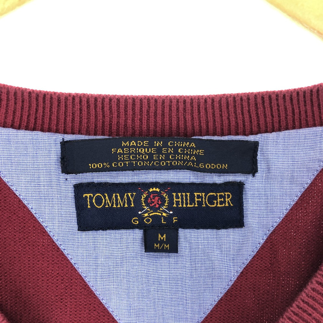 00'S Tommy Hilfiger GOLF Cable Knit V-Neck Cotton Knit Vest Men's M size / eaa463798