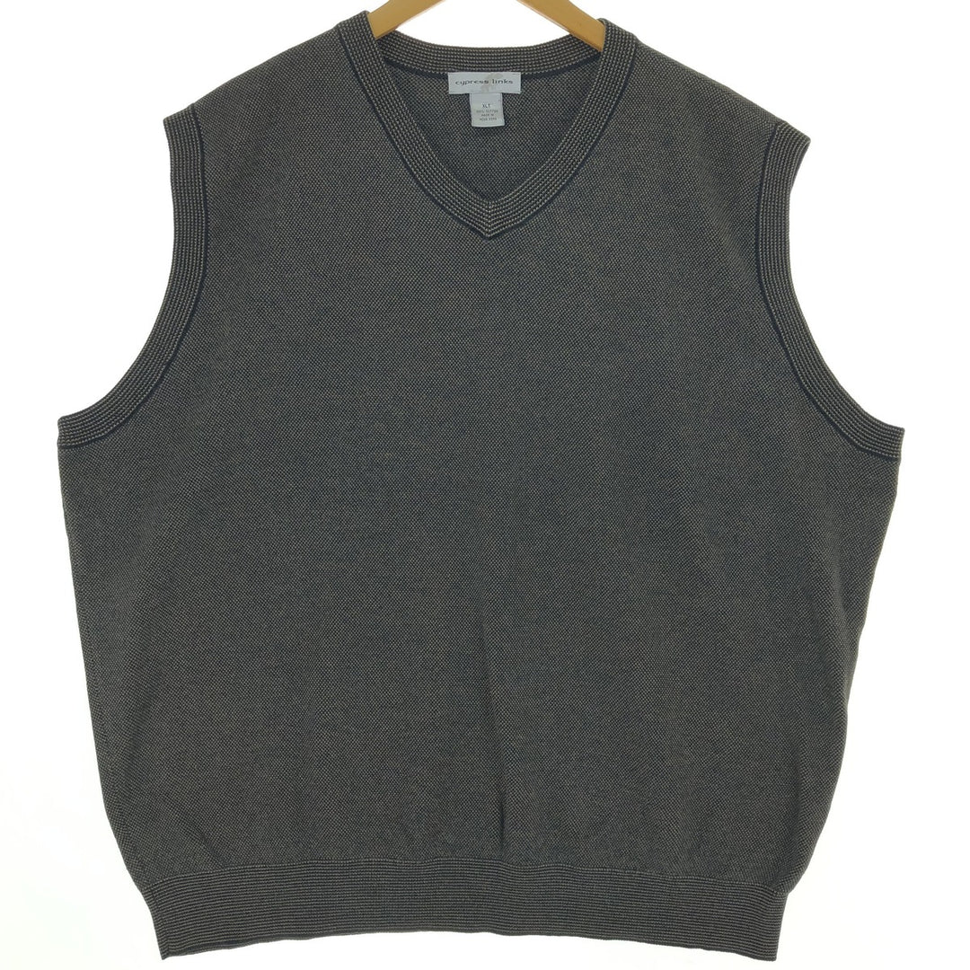 CYPRESS LINKS V-neck cotton knit vest, men's XL size /eaa463804