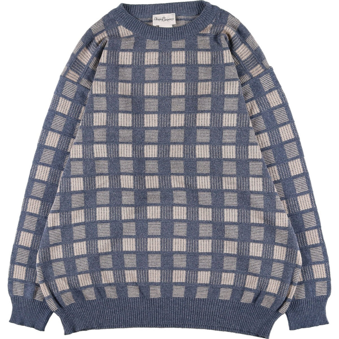 PATRICK BERNARD All-Over Print Acrylic Knit Sweater, Men's Size XL others blue type Vintage Second Hand
