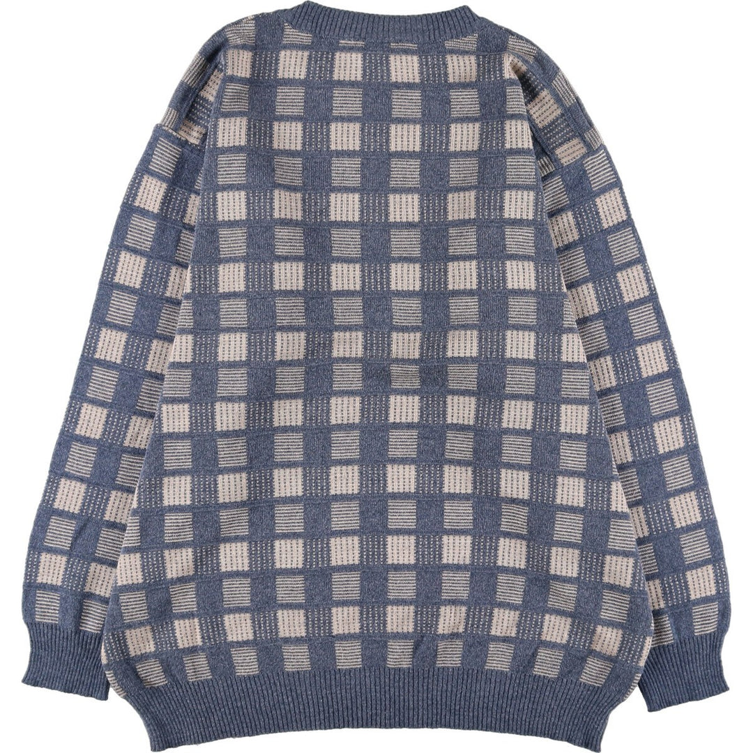 PATRICK BERNARD All-Over Print Acrylic Knit Sweater, Men's Size XL others blue type Vintage Second Hand