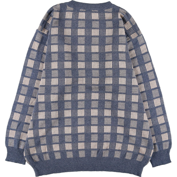 PATRICK BERNARD All-Over Print Acrylic Knit Sweater, Men's Size XL others blue type Vintage Second Hand