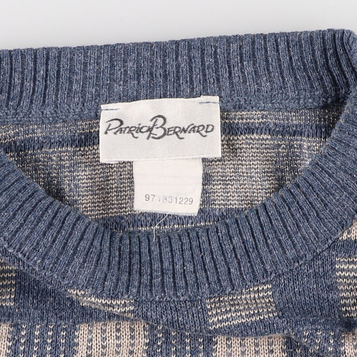 PATRICK BERNARD All-Over Print Acrylic Knit Sweater, Men's Size XL others blue type Vintage Second Hand