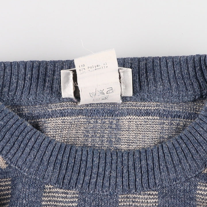 PATRICK BERNARD All-Over Print Acrylic Knit Sweater, Men's Size XL others blue type Vintage Second Hand