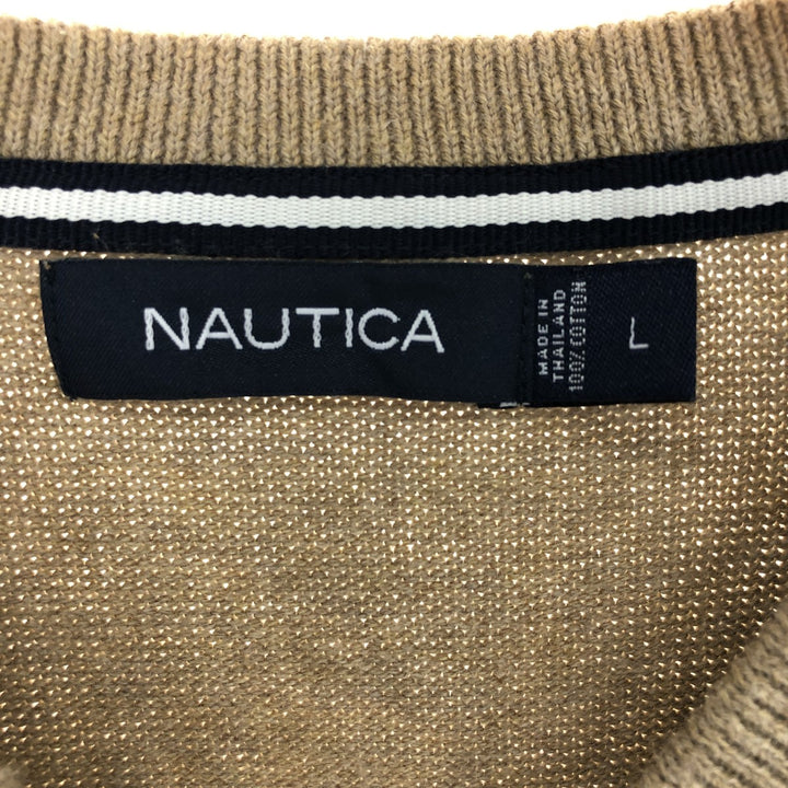 NAUTICA Cable Knit V-Neck Cotton Knit Vest Men's Size L / eaa463813