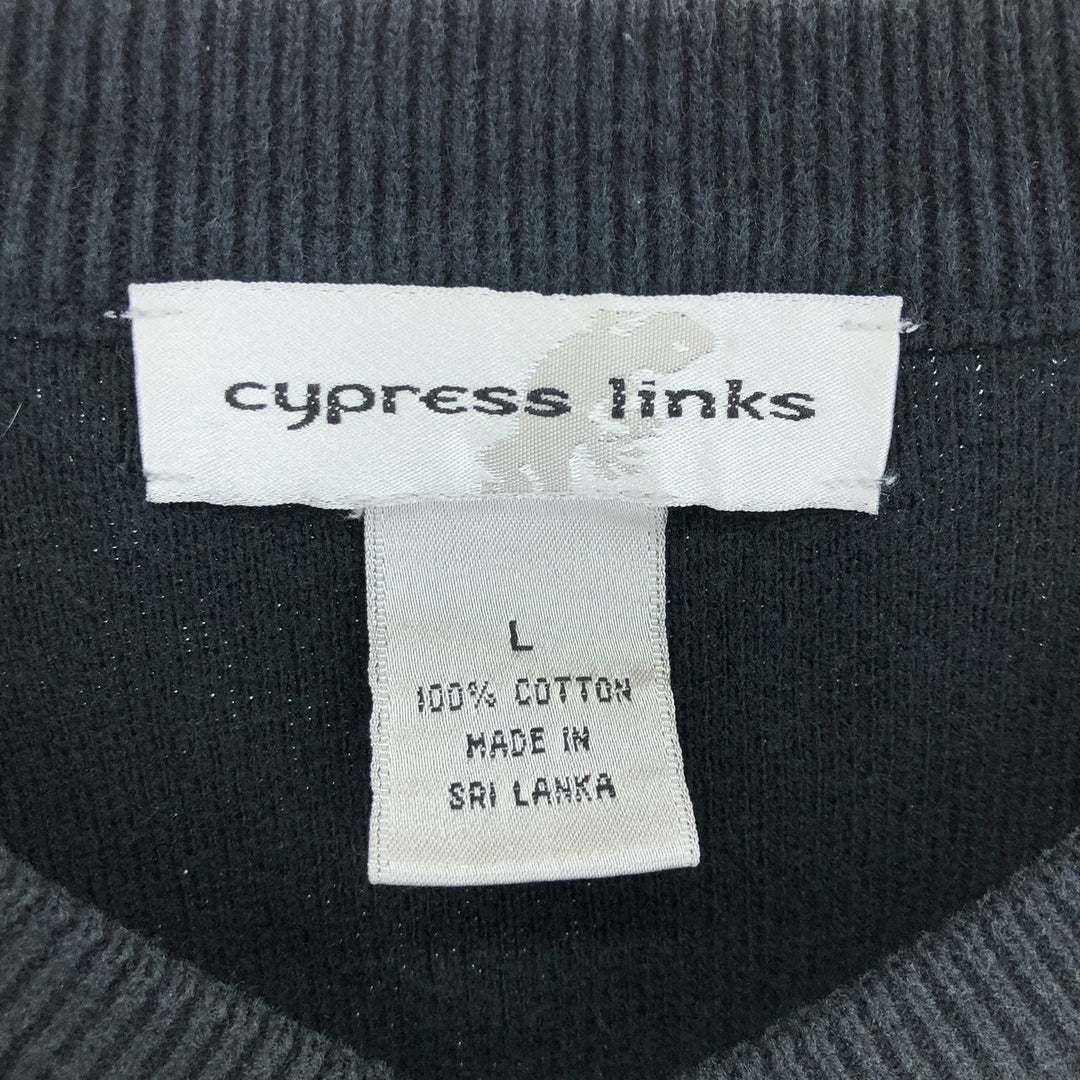 CYPRESS LINKS V-neck cotton knit vest, men's size L /eaa463818