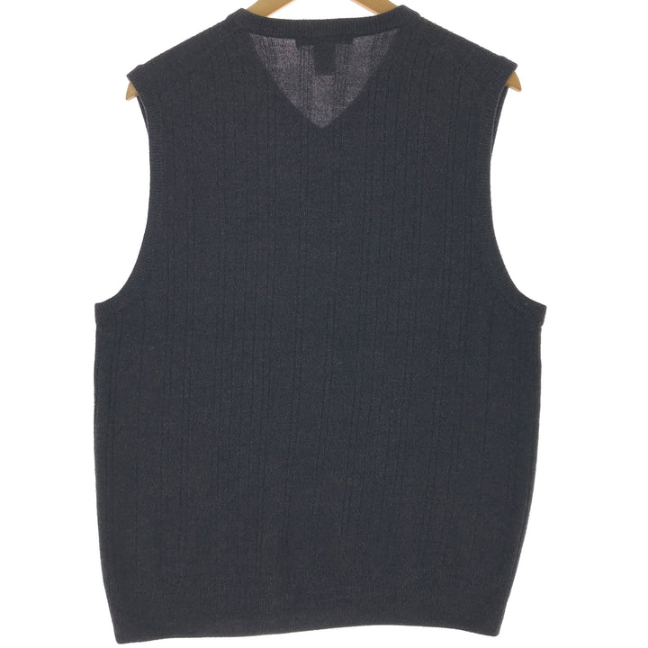 GEOFFREY BEENE Cable knit V-neck acrylic knit vest Men's size L /eaa463821