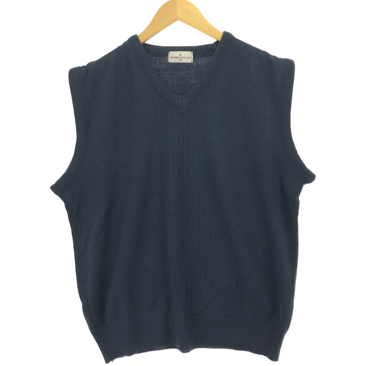 Carabou Menswear V-neck ribbed cotton x acrylic knit vest, made in the UK, men's size M /eaa463842