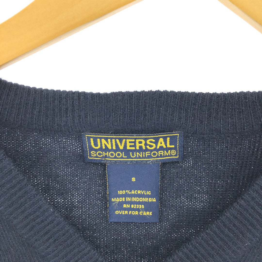 UNIVERSAL SCHOOL UNIFORM College V-neck acrylic knit vest, men's size S /eaa463855