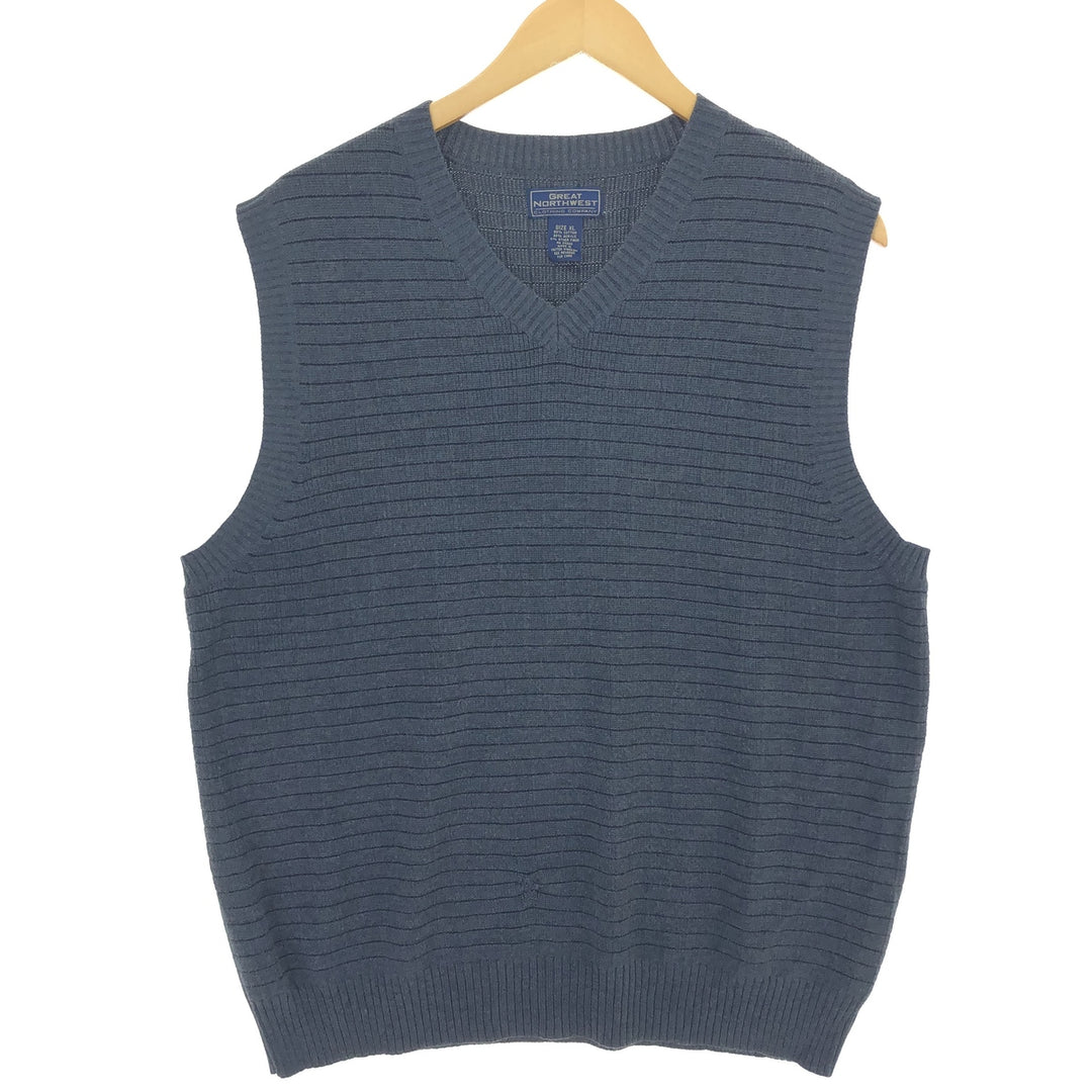 GREAT NORTH WEST V-neck cotton knit vest made in the UK, men's XL size /eaa463856